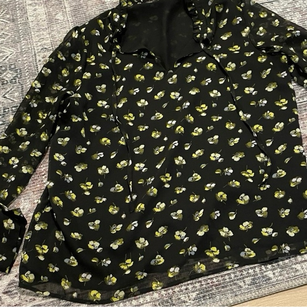Black floral print dress shirt